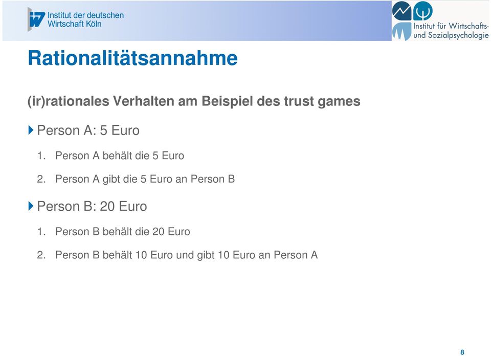 Person A gibt die 5 Euro an Person B Person B: 20 Euro 1.