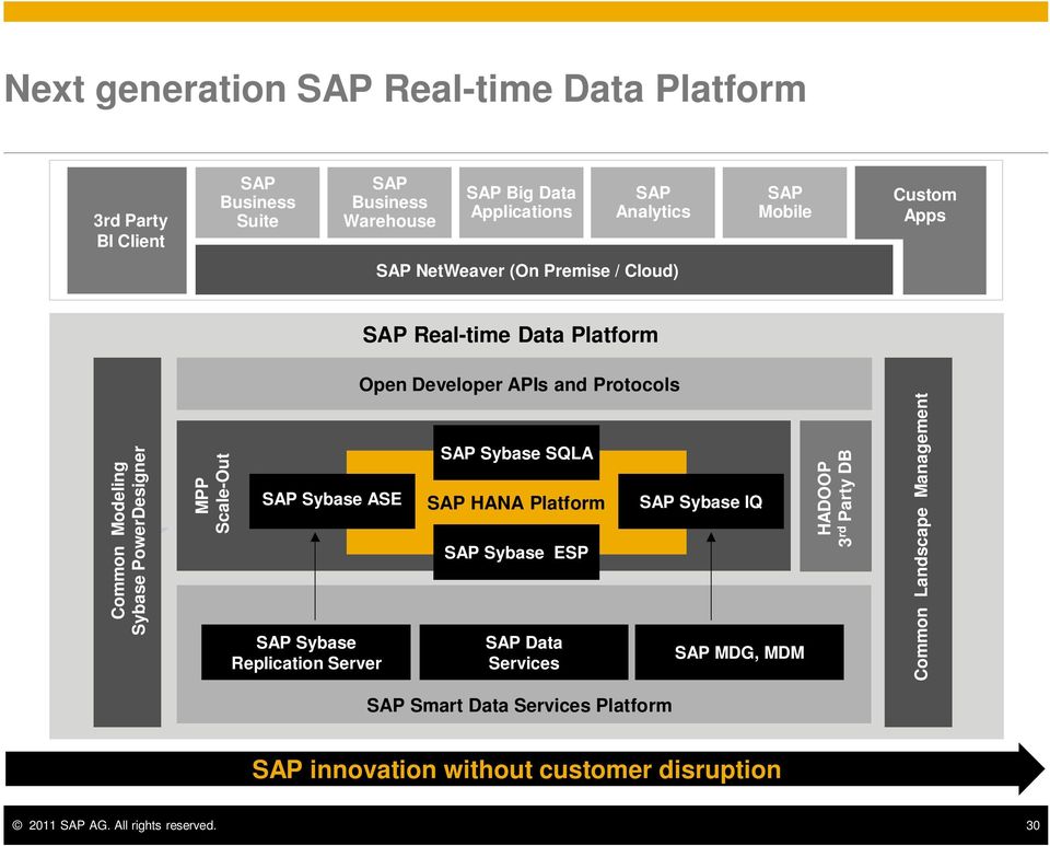 Sybase Replication Server Open Developer APIs and Protocols SAP Sybase SQLA SAP HANA Platform SAP Sybase ESP SAP Data Services SAP Smart Data Services