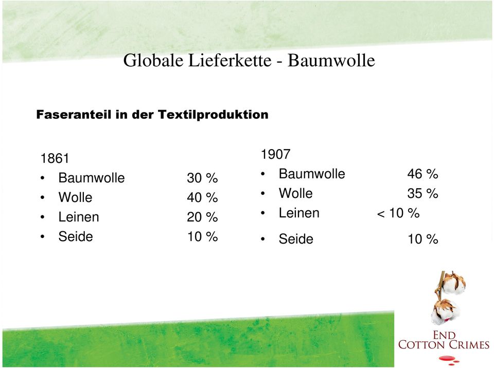 % 40 % 20 % 10 % 1907 Baumwolle