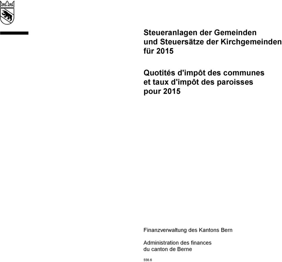 des paroisses pour 2015 Finanzverwaltung des Kantons