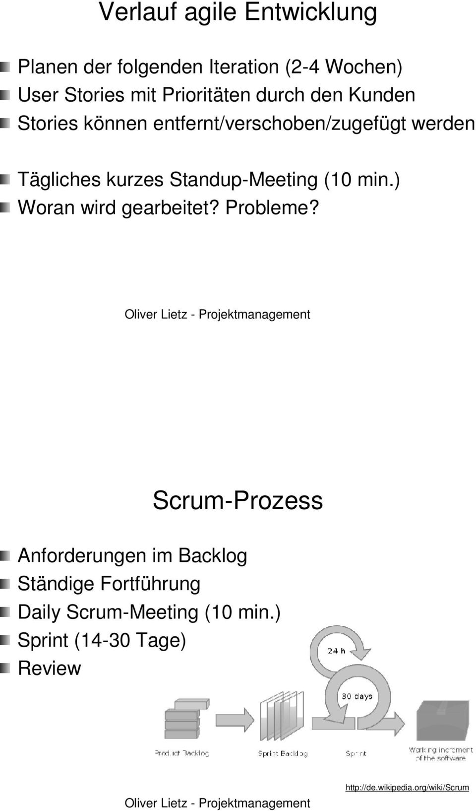 Standup-Meeting (10 min.) Woran wird gearbeitet? Probleme?