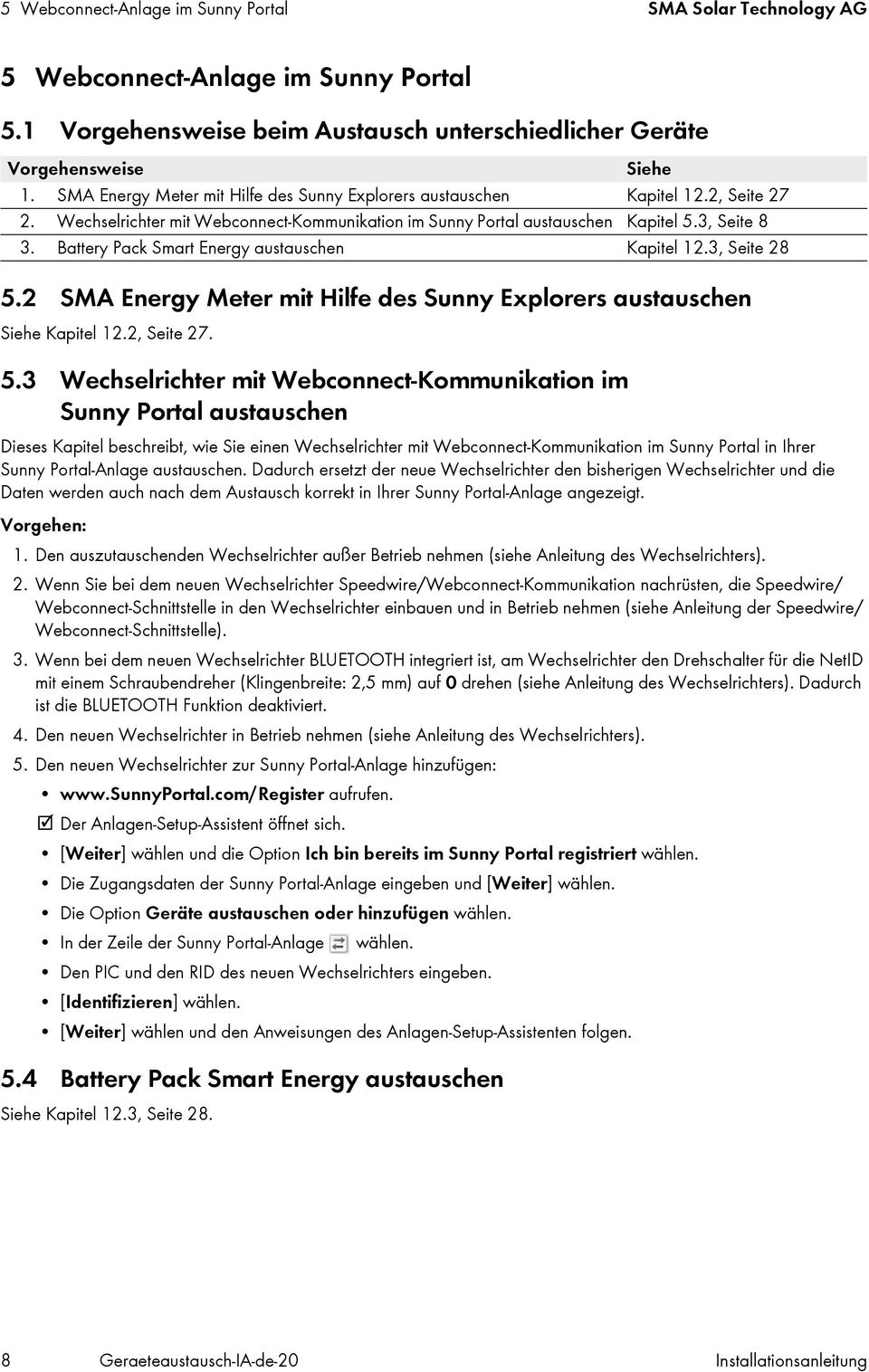 Battery Pack Smart Energy austauschen Kapitel 12.3, Seite 28 5.