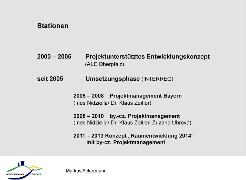 Dr. Klaus Zeitler) 2008 2010 by.-cz. Projektmanagement (Ines Nidziella/ Dr.