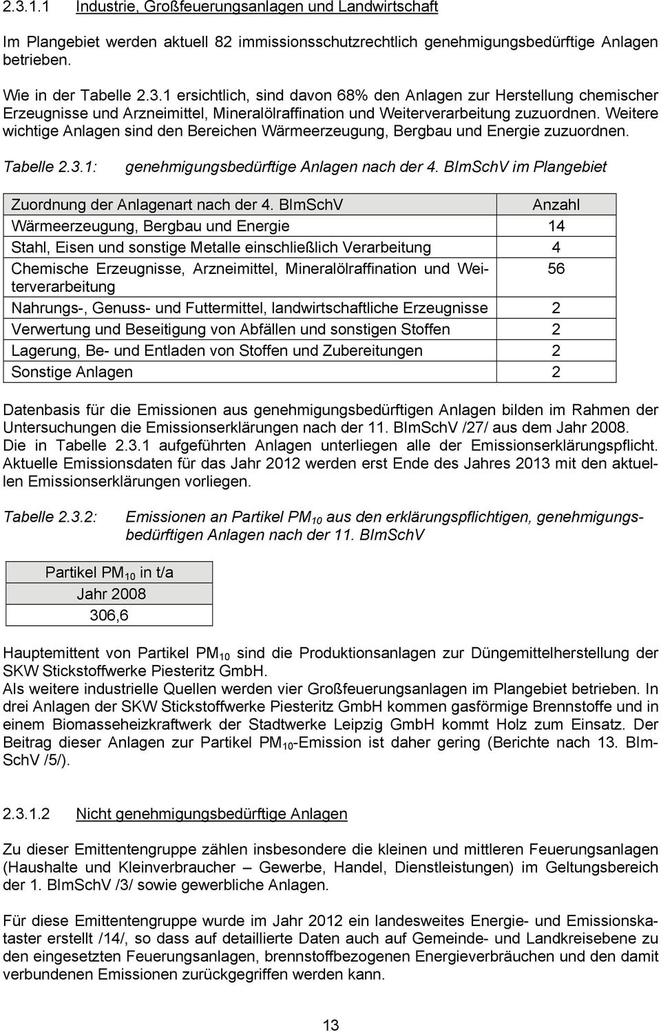 BImSchV im Plangebiet Zuordnung der Anlagenart nach der 4.