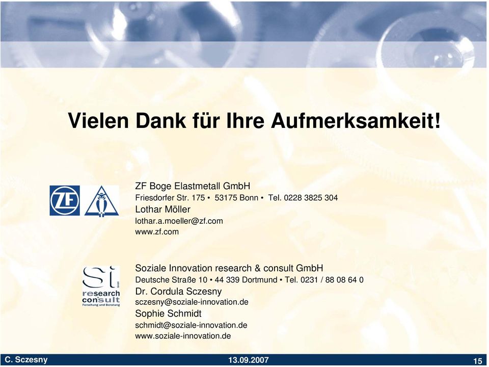com www.zf.com Soziale Innovation research & consult GmbH Deutsche Straße 10 44 339 Dortmund Tel.