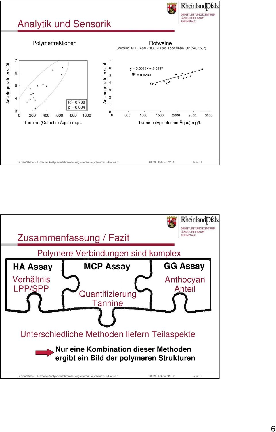 ) mg/l Folie 11 Zusammenfassung / Fazit Polymere Verbindungen sind komplex HA Assay MCP Assay GG Assay Verhältnis LPP/SPP