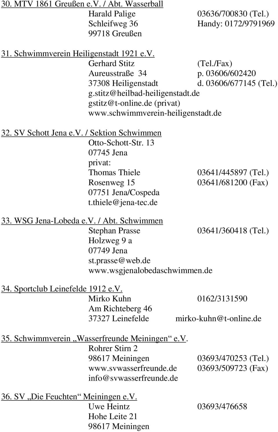 13 07745 Jena privat: Thomas Thiele Rosenweg 15 07751 Jena/Cospeda t.thiele@jena-tec.de 03641/445897 (Tel.) 03641/681200 (Fax) 33. WSG Jena-Lobeda e.v. / Abt.