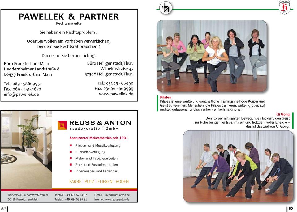Tel.: 03605-66990 Fax: 03606-669999 www.pawellek.de Pilates Pilates ist eine sanfte und ganzheitliche Trainingsmethode Körper und Geist zu vereinen.