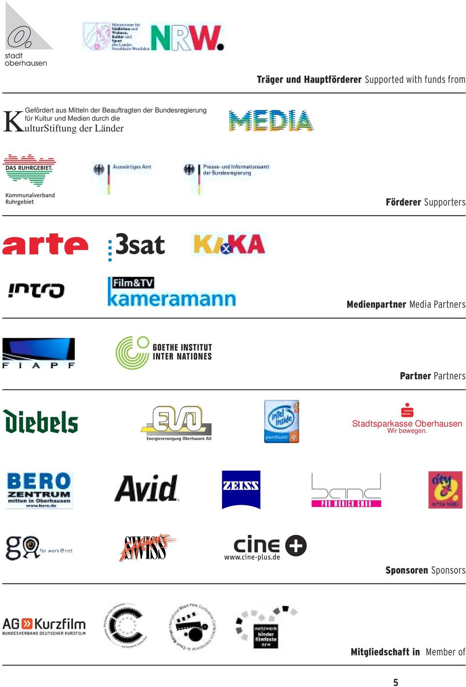 der Länder Förderer Supporters Medienpartner Media Partners Partner Partners s