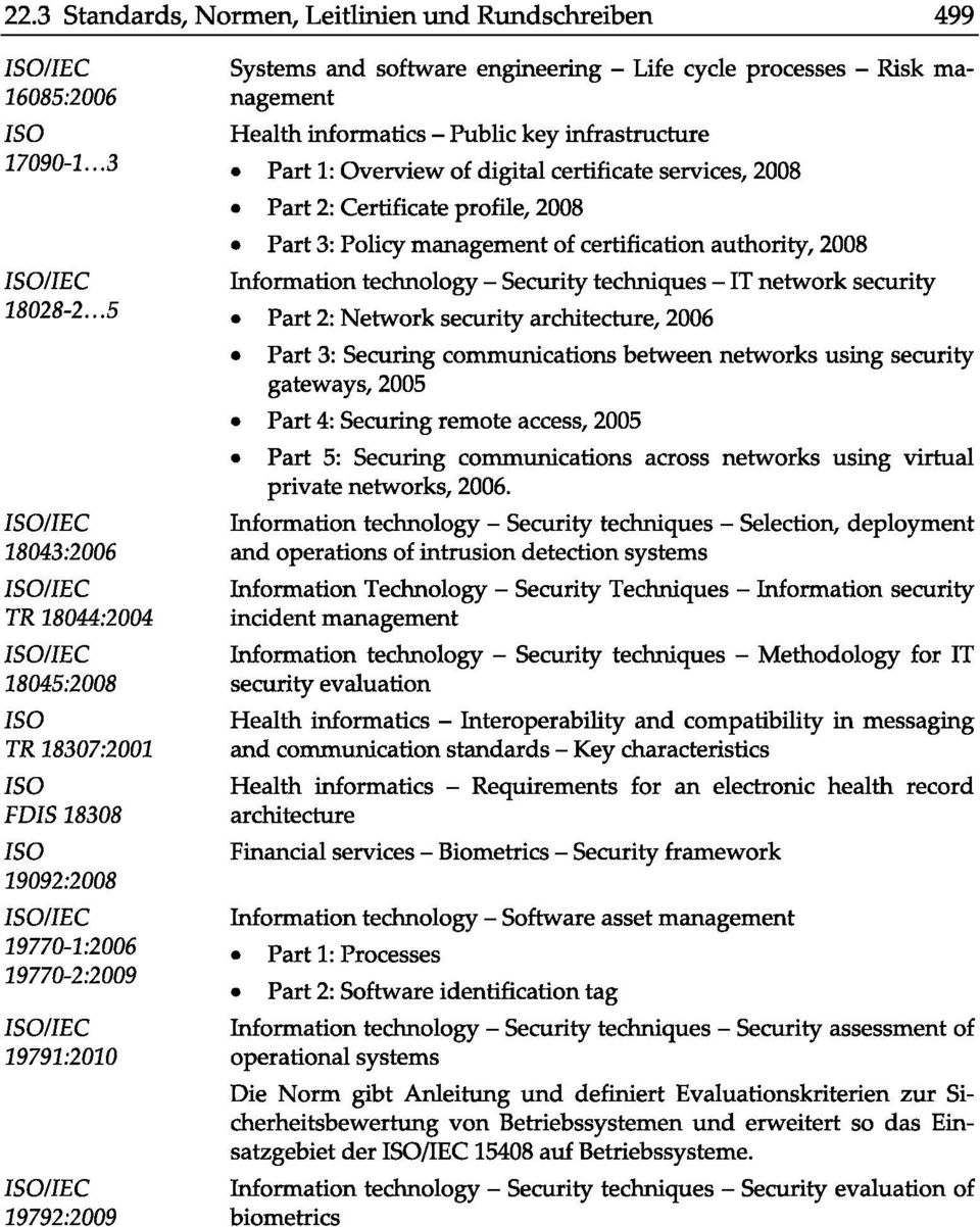 software engineering - Life cycle proeesses - Risk management Health informaties - Publie key infrastructure Part 1: Overview of digital certificate services, 2008 Part 2: Certifieate profile, 2008