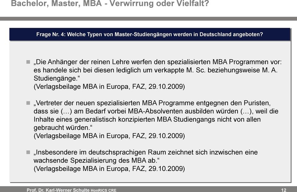 (Verlagsbeilage MBA in Europa, FAZ, 29.10.