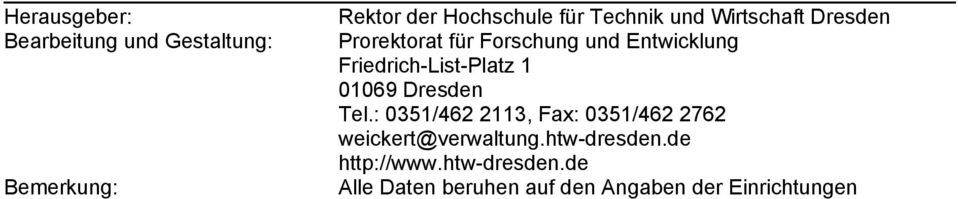 Dresden Tel.: 0351/462 2113, Fax: 0351/462 2762 weickert@verwaltung.htw-dresden.