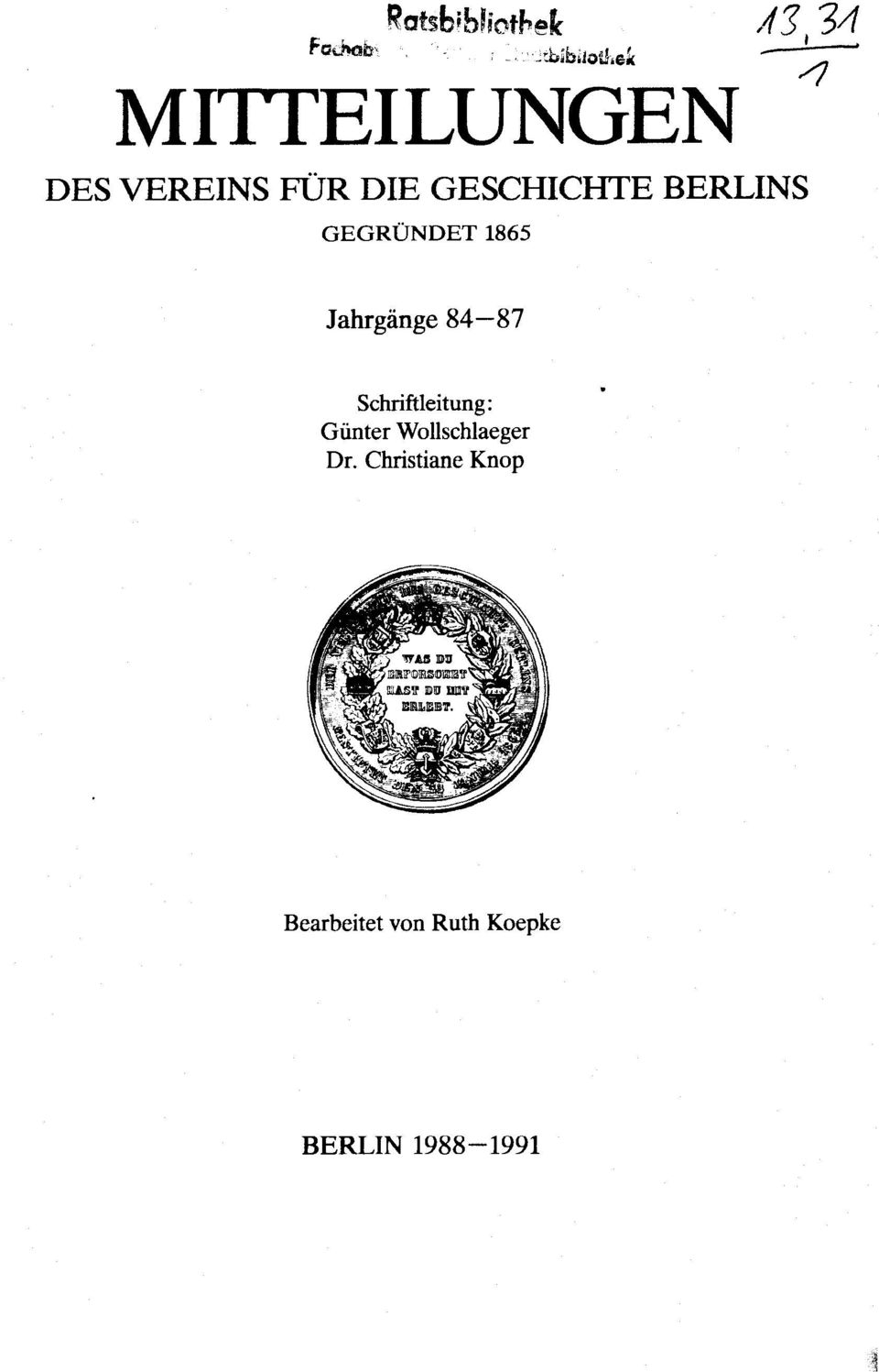 84-87 Schriftleitung: Günter Wollschlaeger Dr.