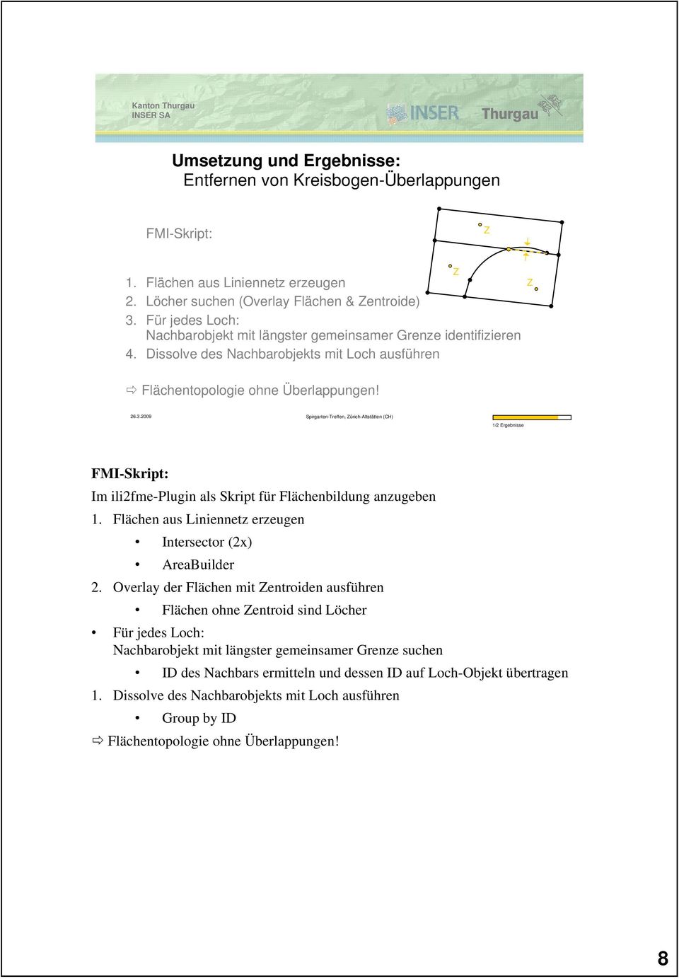 2009 Spirgarten-Treffen, Zürich-Altstätten (CH) 8 1/2 Ergebnisse FMI-Skript: Im ili2fme-plugin als Skript für Flächenbildung anzugeben 1.