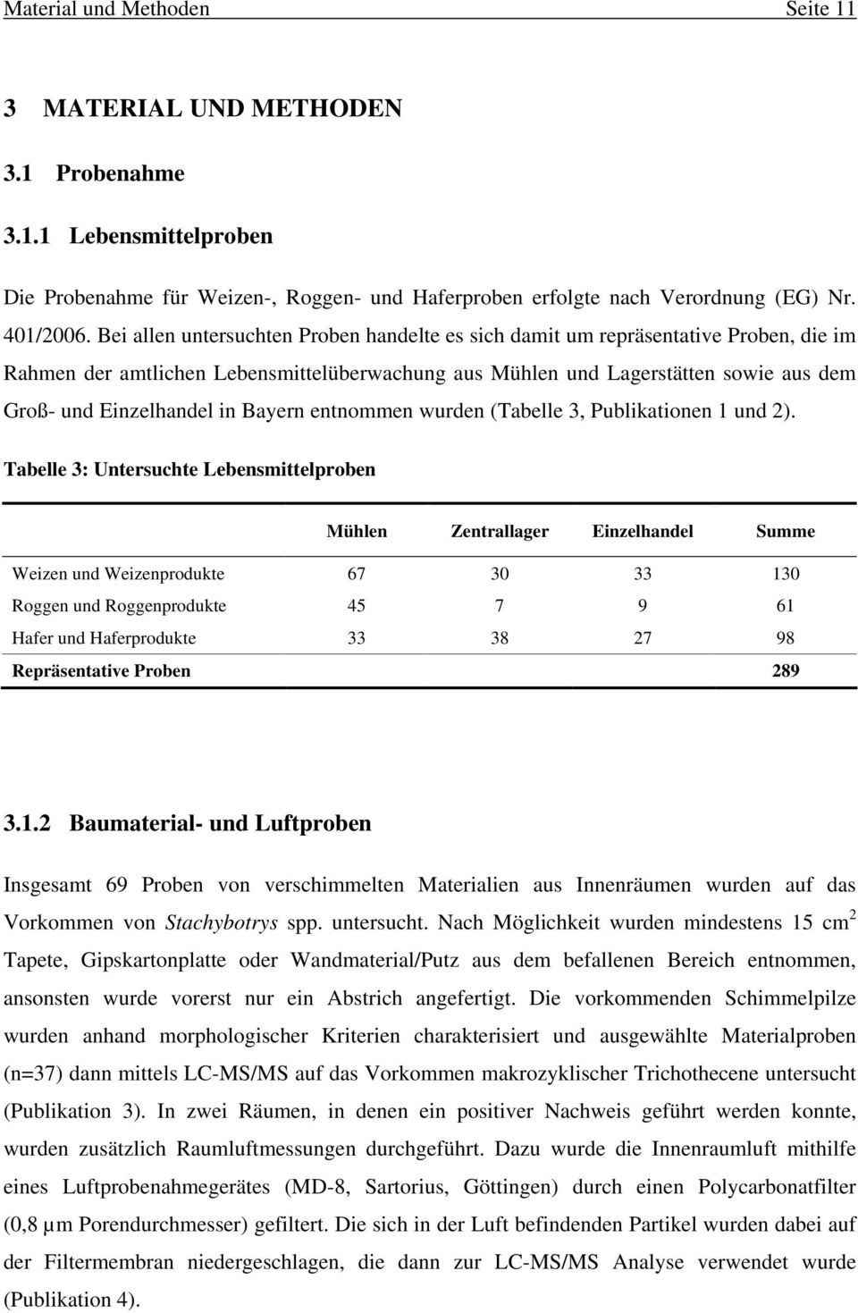 Bayern entnommen wurden (Tabelle 3, Publikationen 1 und 2).