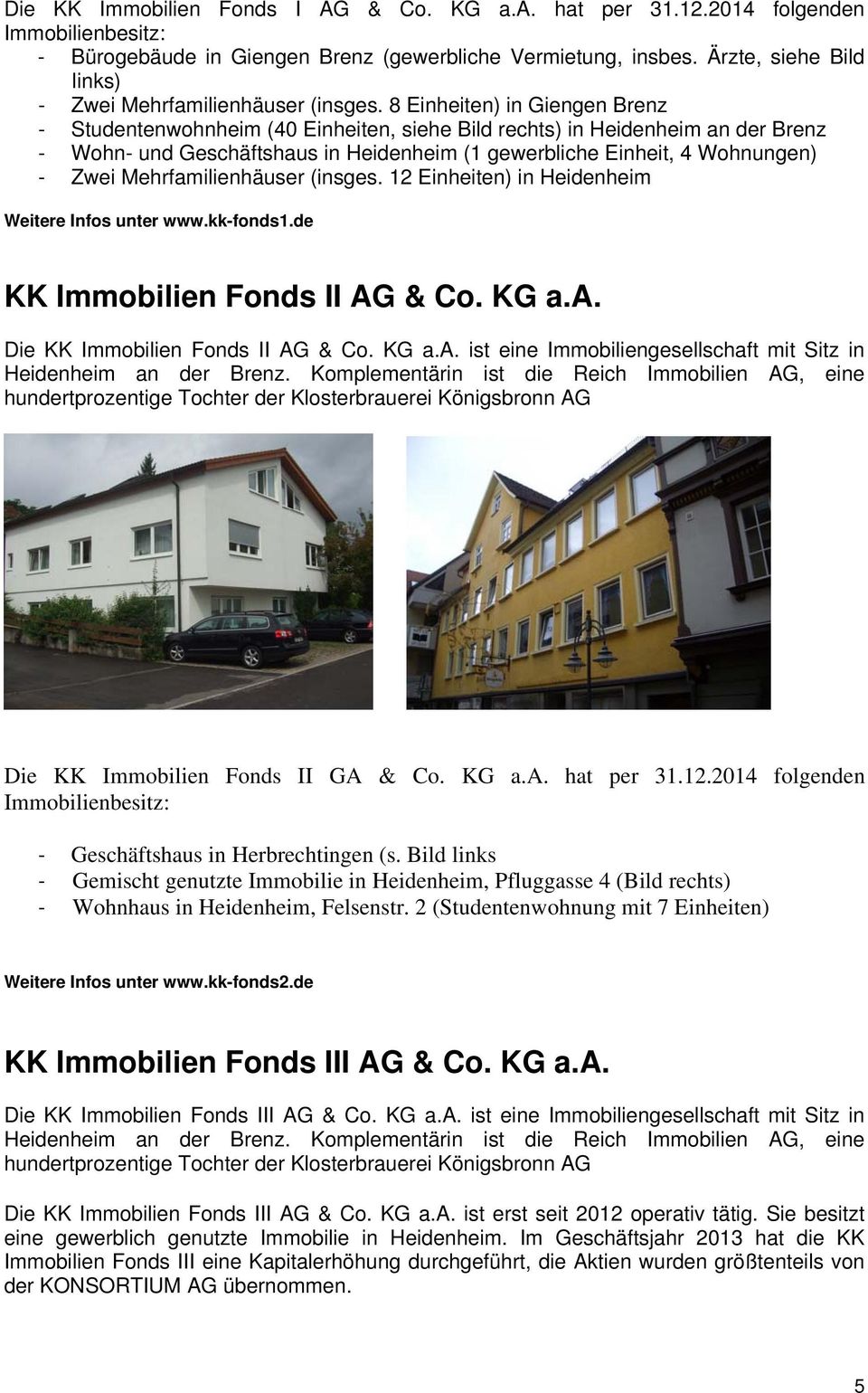8 Einheiten) in Giengen Brenz - Studentenwohnheim (40 Einheiten, siehe Bild rechts) in Heidenheim an der Brenz - Wohn- und Geschäftshaus in Heidenheim (1 gewerbliche Einheit, 4 Wohnungen) - Zwei