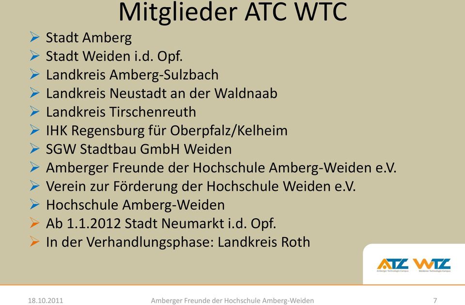 Oberpfalz/Kelheim SGW Stadtbau GmbH Weiden Amberger Freunde der Hochschule Amberg-Weiden e.v.