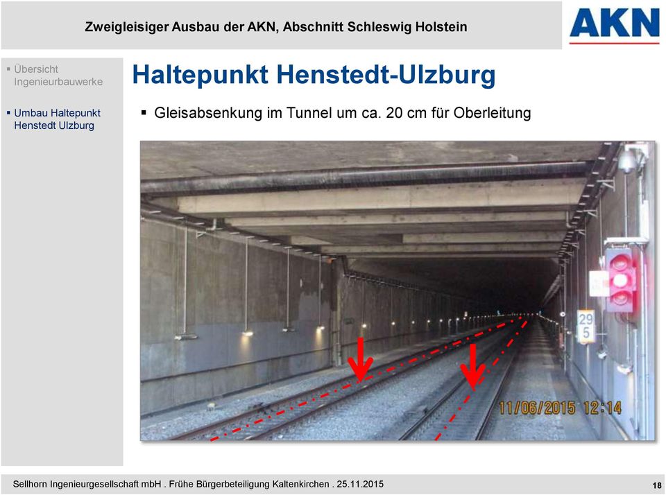 Henstedt-Ulzburg Gleisabsenkung im Tunnel um ca.