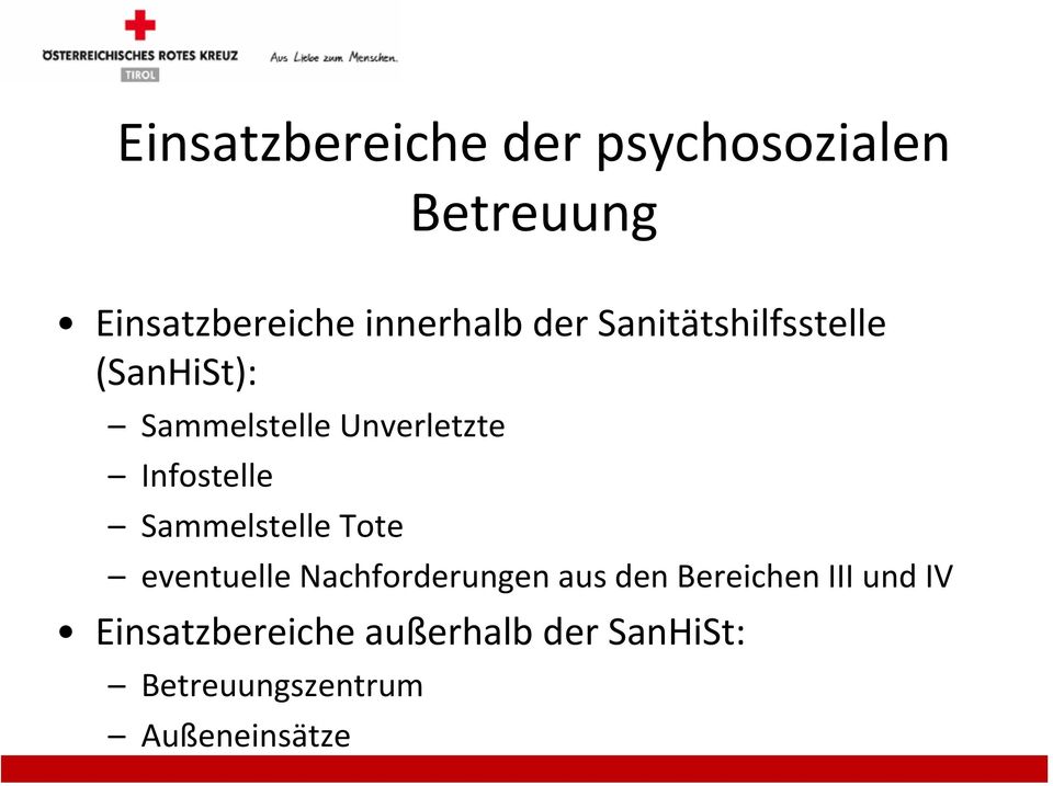 Sammelstelle Tote eventuelle Nachforderungen aus den Bereichen III und