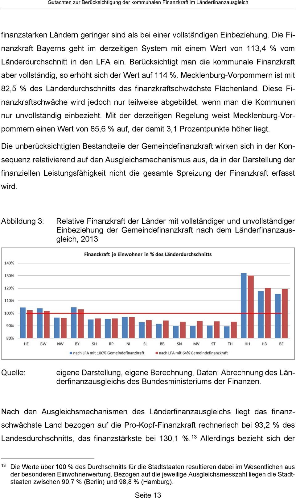 Diese Finanzkraftschwäche wird jedoch nur teilweise abgebildet, wenn man die Kommunen nur unvollständig einbezieht.