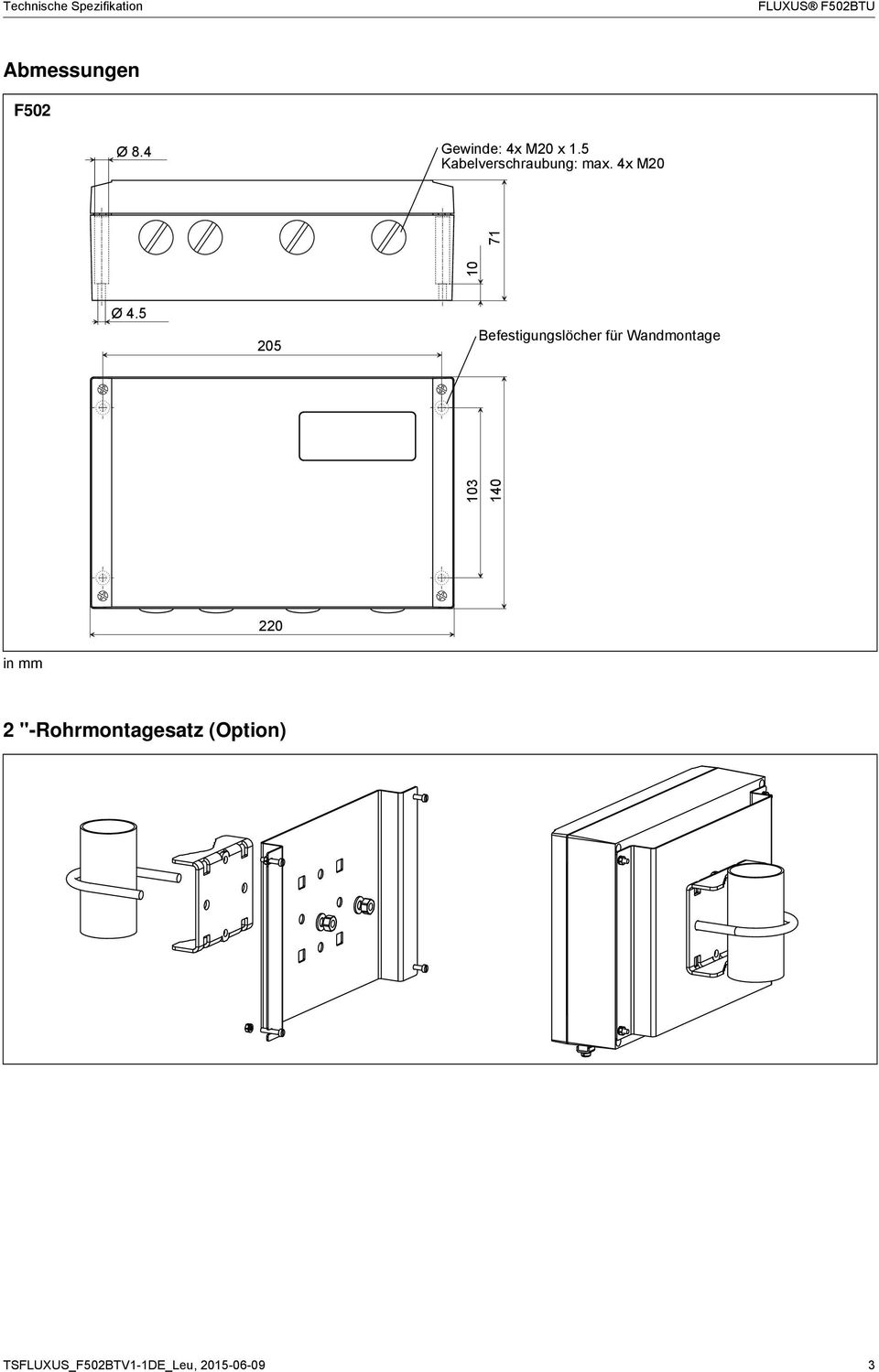 5 205 10 103 140 71 Befestigungslöcher für