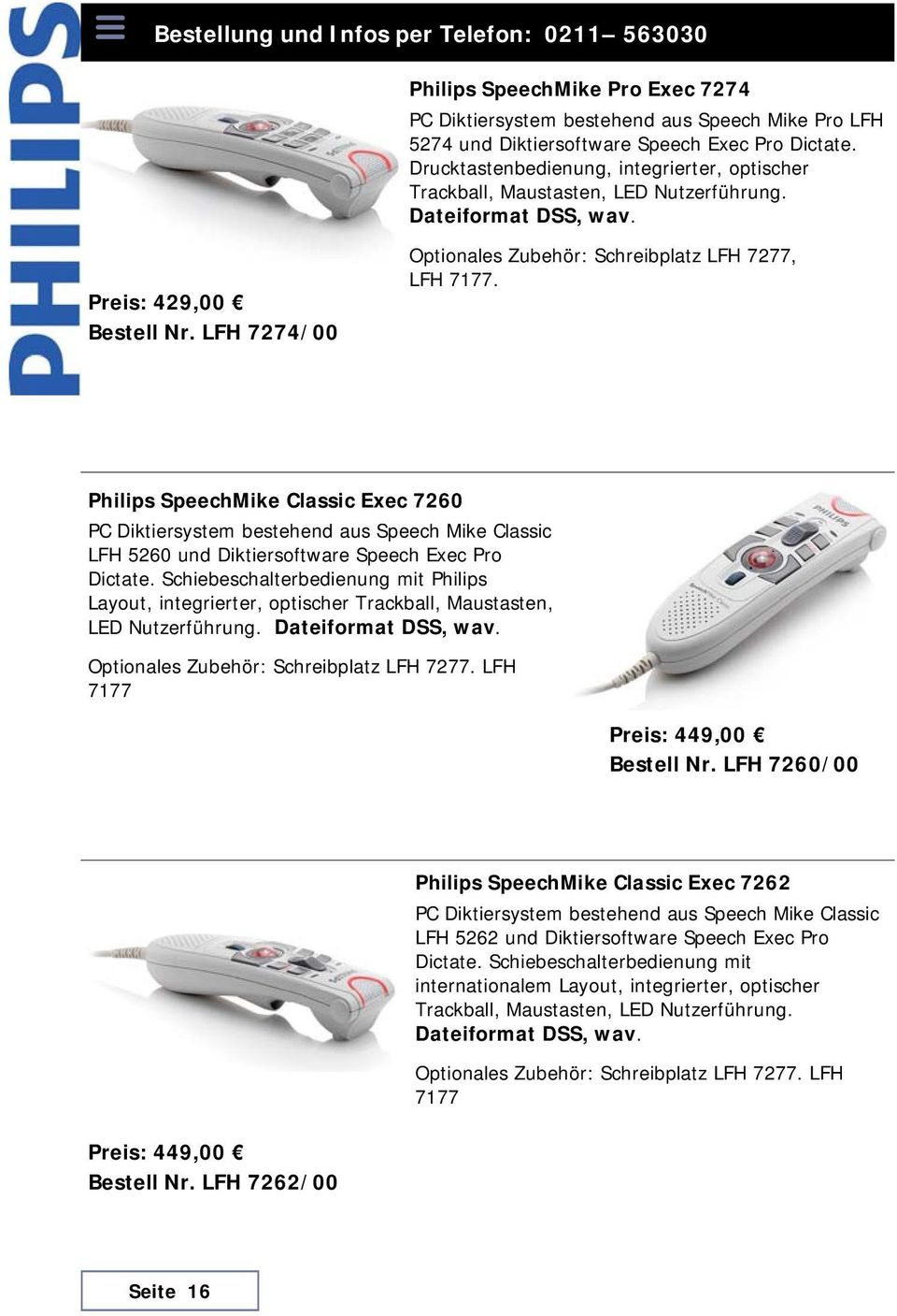 Philips SpeechMike Classic Exec 7260 PC Diktiersystem bestehend aus Speech Mike Classic LFH 5260 und Diktiersoftware Speech Exec Pro Dictate.