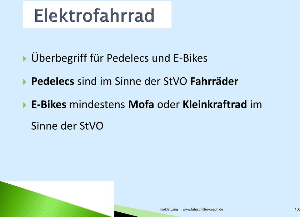 StVO Fahrräder E-Bikes mindestens