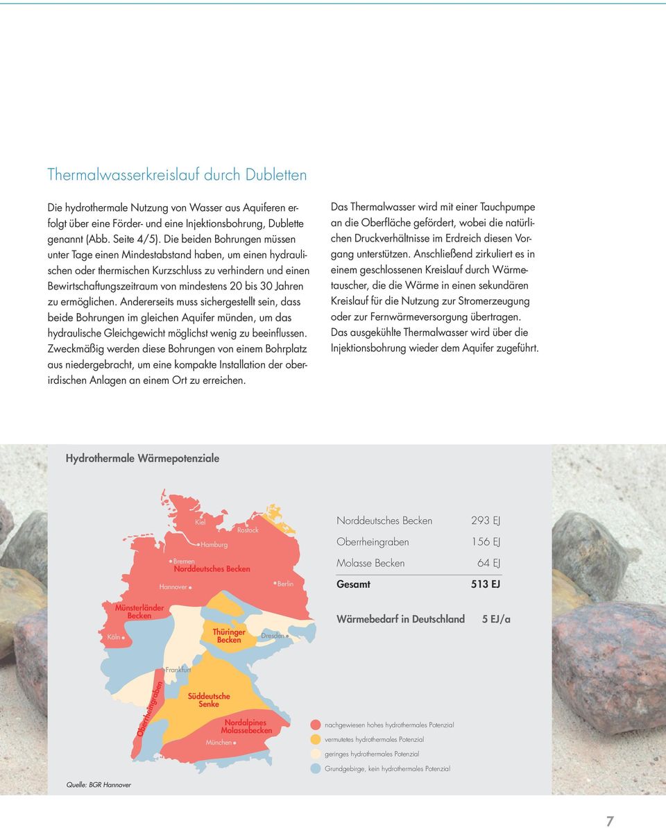 zu ermöglichen. Andererseits muss sichergestellt sein, dass beide Bohrungen im gleichen Aquifer münden, um das hydraulische Gleichgewicht möglichst wenig zu beeinflussen.