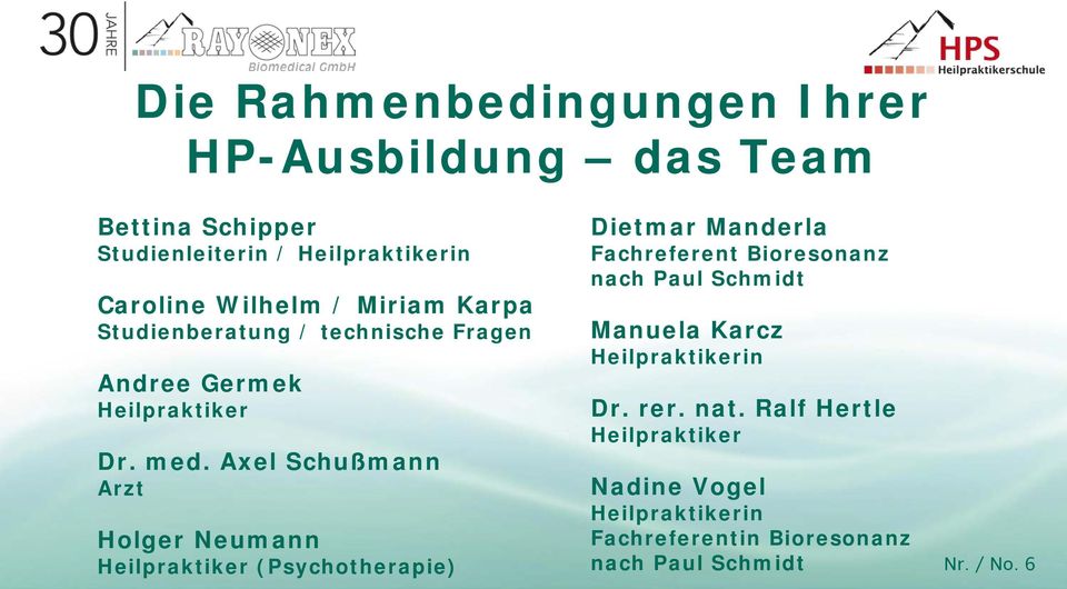 Axel Schußmann Arzt Holger Neumann Heilpraktiker (Psychotherapie) Dietmar Manderla Fachreferent Bioresonanz nach Paul