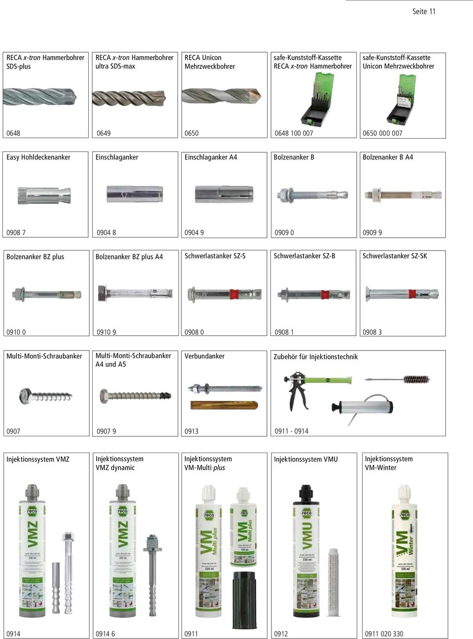 Bolzenanker BZ plus A4 Schwerlastanker SZ-S Schwerlastanker SZ-B Schwerlastanker SZ-SK 0910 0 0910 9 0908 0 0908 1 0908 3 Multi-Monti-Schraubanker Multi-Monti-Schraubanker A4 und A5 Verbundanker