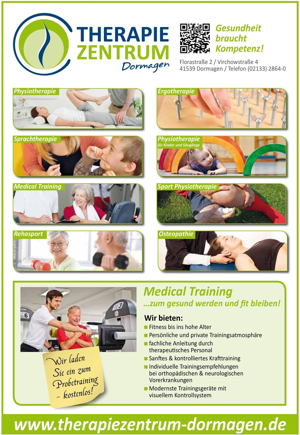 Sport Physiotherapie Rehasport Osteopathie Wir laden Sie ein zum Probetraining - kostenlos! Medical Training zum gesund werden und fit bleiben!