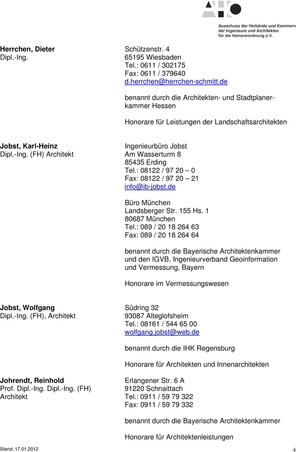 : 08122 / 97 20 0 Fax: 08122 / 97 20 21 info@ib-jobst.de Büro München Landsberger Str. 155 Hs. 1 80687 München Tel.