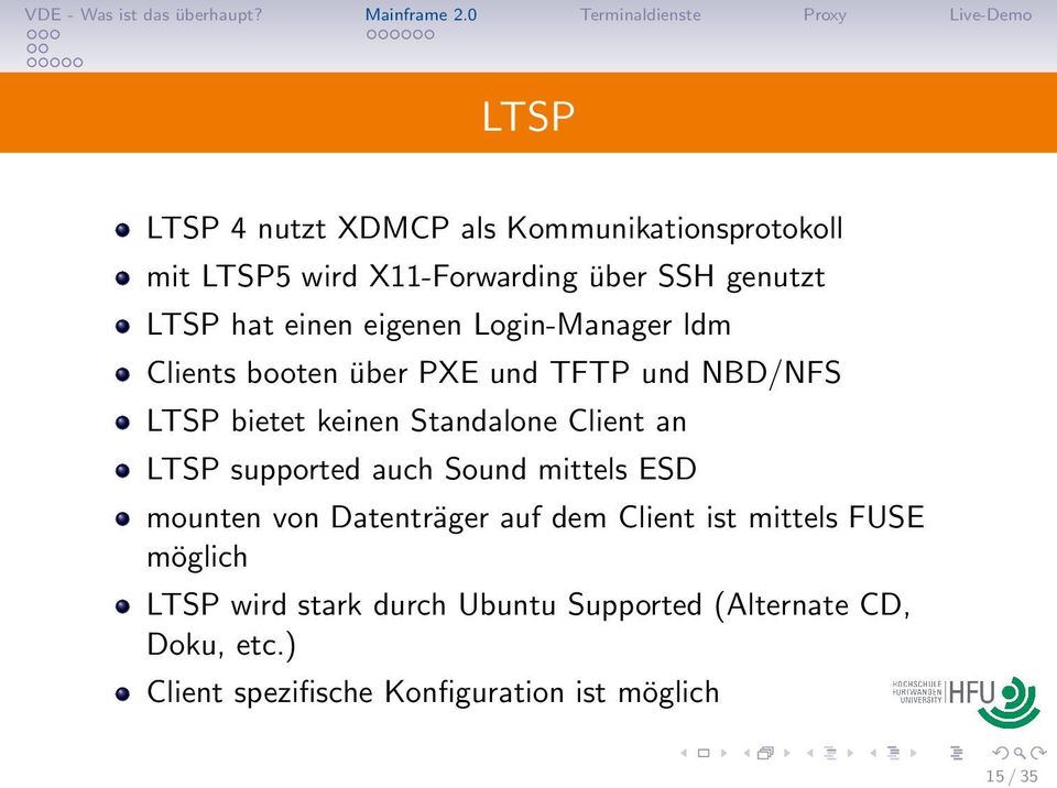 Client an LTSP supported auch Sound mittels ESD mounten von Datenträger auf dem Client ist mittels FUSE möglich