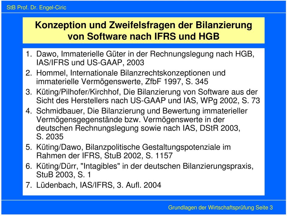Küting/Pilhofer/Kirchhof, Die Bilanzierung von Software aus der Sicht des Herstellers nach US-GAAP und IAS, WPg 2002, S. 73 4.