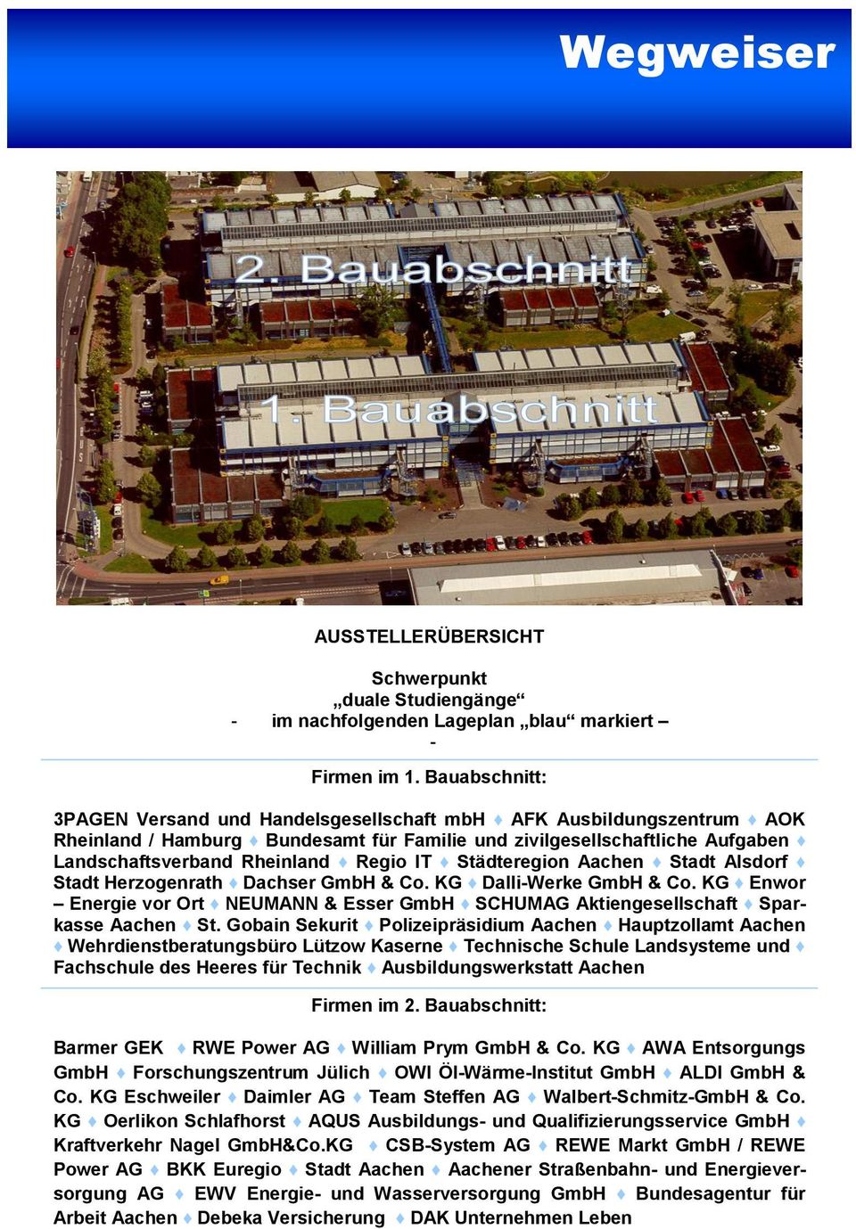 Städteregion Aachen Stadt Alsdorf Stadt Herzogenrath Dachser GmbH & Co. KG Dalli-Werke GmbH & Co. KG Enwor Energie vor Ort NEUMANN & Esser GmbH SCHUMAG Aktiengesellschaft Sparkasse Aachen St.
