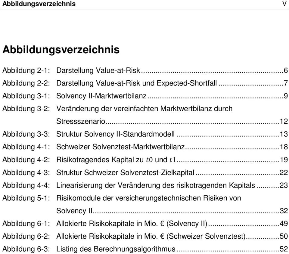 .. 13 Abbildung 4-1: Schweizer Solvenztest-Marktwertbilanz... 18 Abbildung 4-2: Risikotragendes Kapital zu 0 und 1... 19 Abbildung 4-3: Struktur Schweizer Solvenztest-Zielkapital.