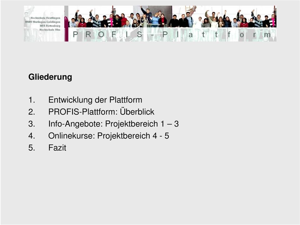 PROFIS-Plattform: Überblick 3.