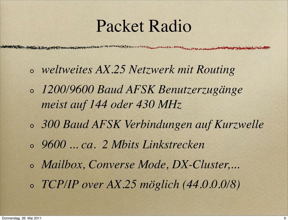 auf 144 oder 430 MHz 300 Baud AFSK Verbindungen auf Kurzwelle 9600.