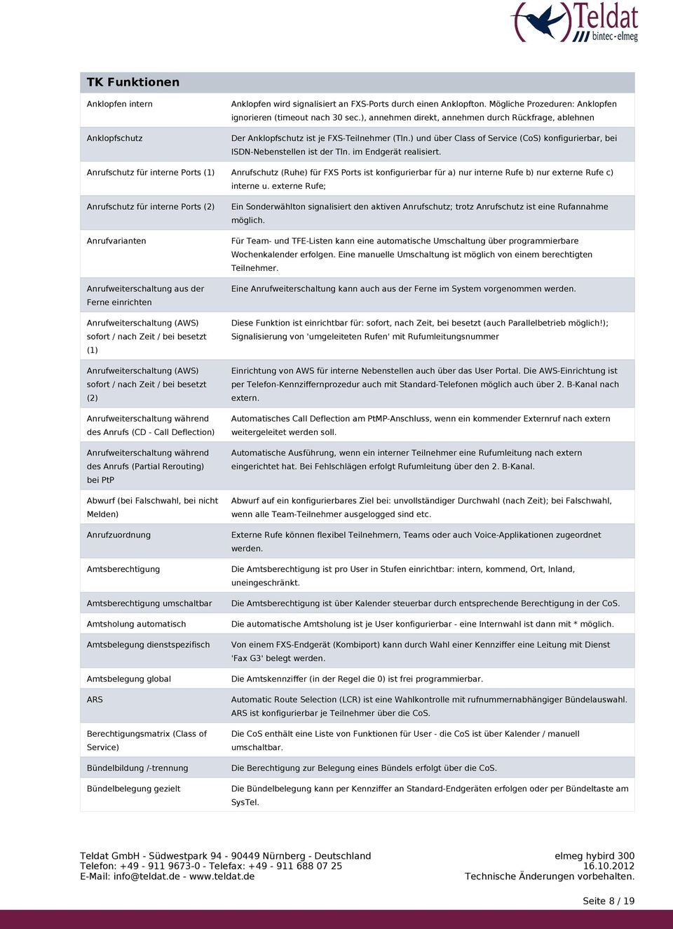 im Endgerät realisiert. Anrufschutz für interne Ports (1) Anrufschutz (Ruhe) für FXS Ports ist konfigurierbar für a) nur interne Rufe b) nur externe Rufe c) interne u.