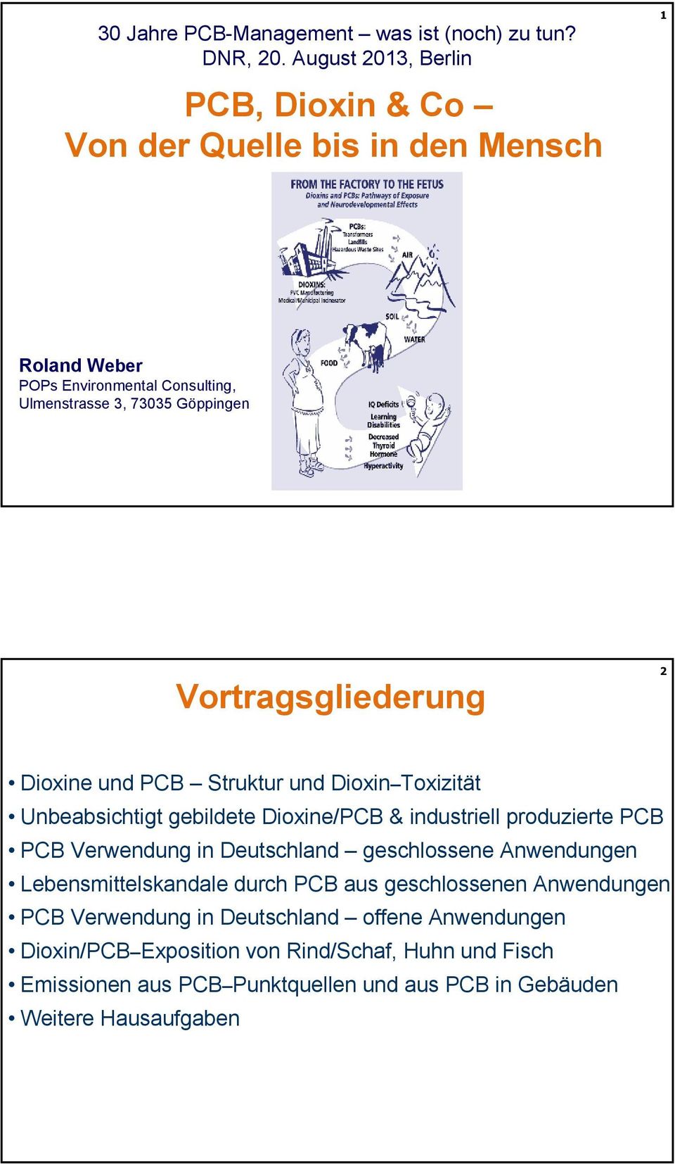 Vortragsgliederung 2 Dioxine und PCB Struktur und Dioxin Toxizität Unbeabsichtigt gebildete Dioxine/PCB & industriell produzierte PCB PCB Verwendung in