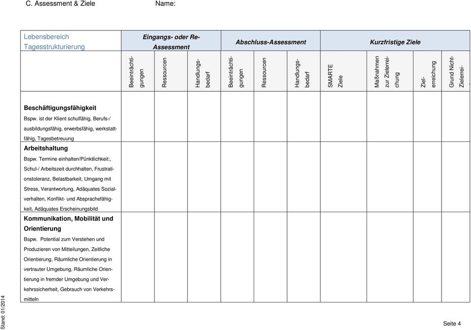 Termine einhalten/pünktlichkeit:, Schul-/ Arbeitszeit durchhalten, Frustrationstoleranz, Belastbarkeit, Umgang mit Stress, Verantwortung, Adäquates Sozialverhalten, Konflikt- und Absprachefähigkeit,