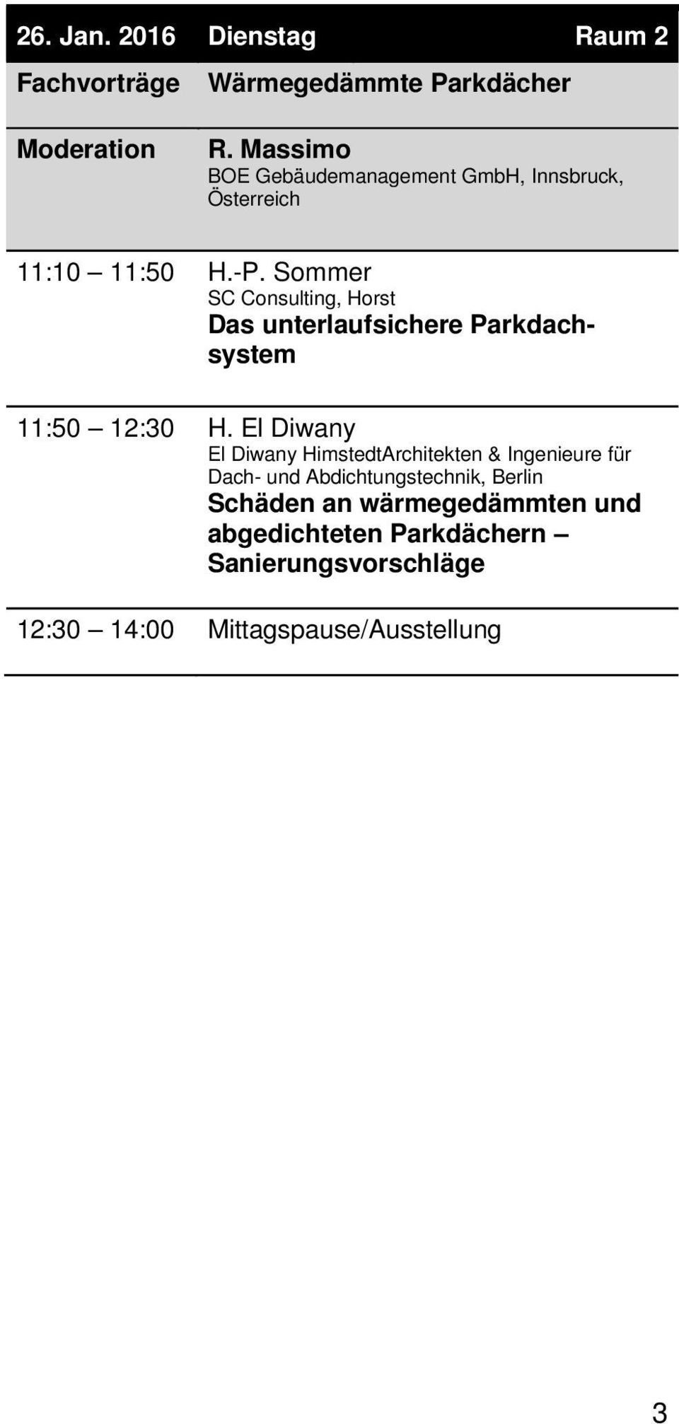 Sommer SC Consulting, Horst Das unterlaufsichere Parkdachsystem 11:50 12:30 H.