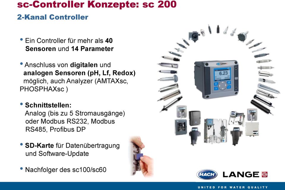 Analyzer (AMTAXsc, PHOSPHAXsc ) Schnittstellen: Analog (bis zu 5 Stromausgänge) oder Modbus