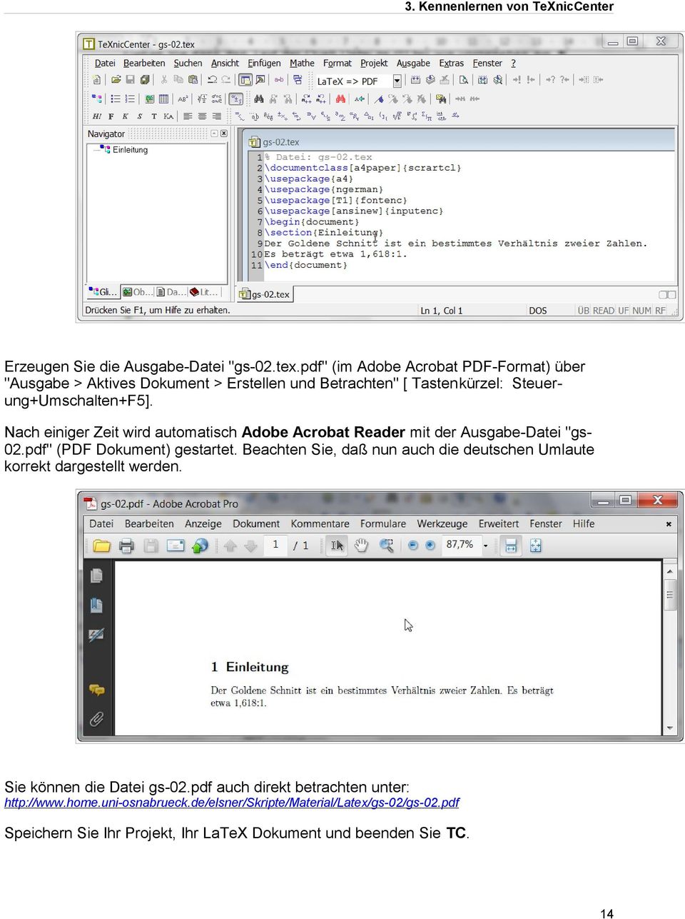 Nach einiger Zeit wird automatisch Adobe Acrobat Reader mit der Ausgabe-Datei "gs- 02.pdf" (PDF Dokument) gestartet.