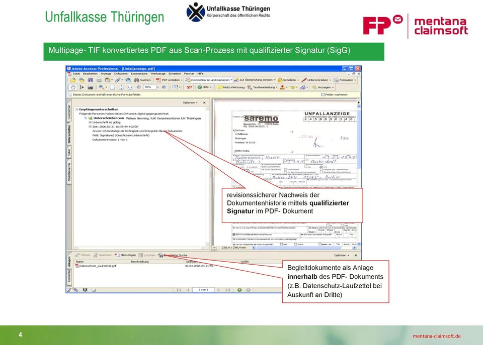 Dokumentenhistorie mittels qualifizierter Signatur im PDF- Dokument