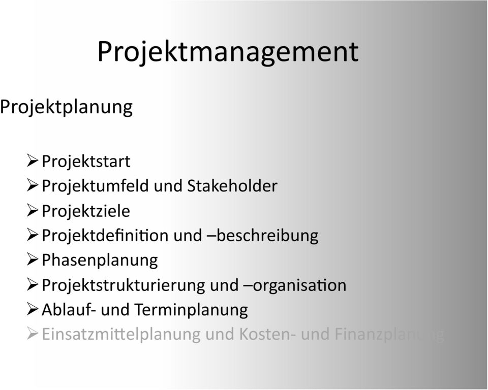 Phasenplanung Projektstrukturierung und organisanon