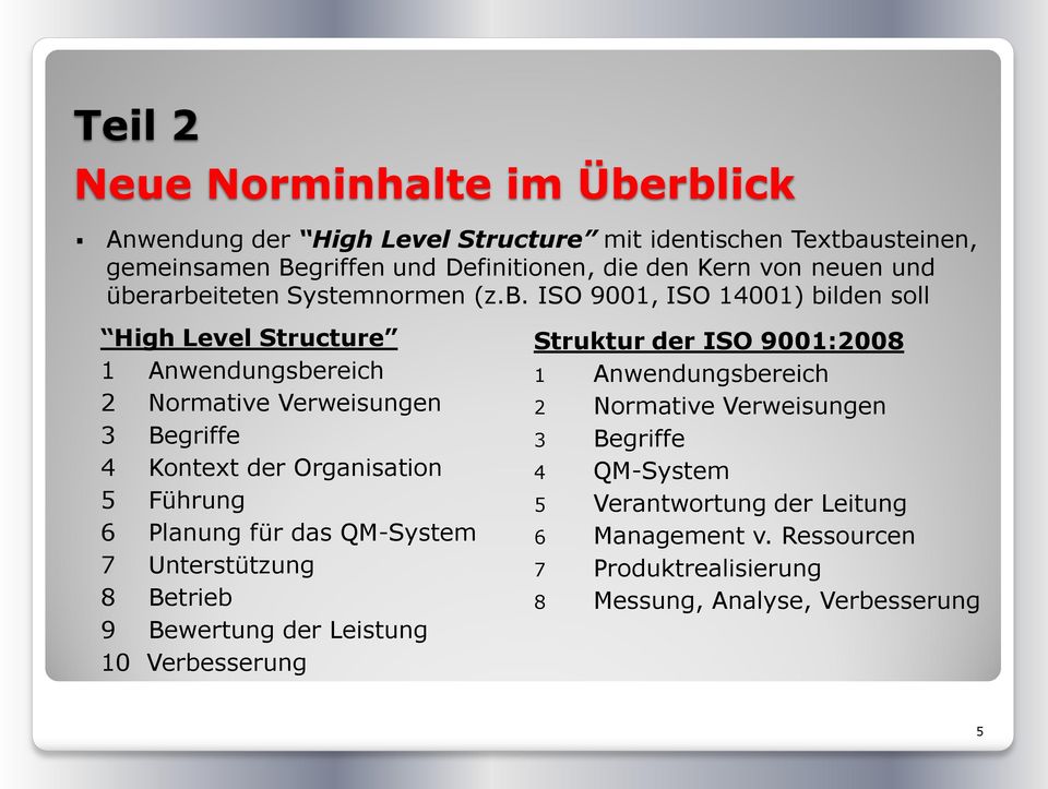 rarbeiteten Systemnormen (z.b. ISO 9001, ISO 14001) bilden soll High Level Structure 1 Anwendungsbereich 2 Normative Verweisungen 3 Begriffe 4 Kontext der