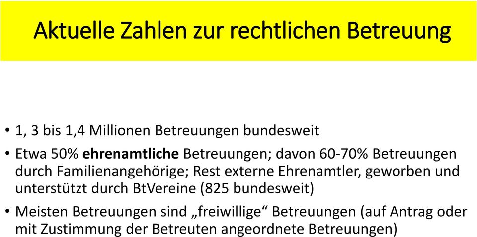 Ehrenamtler, geworben und unterstützt durch BtVereine (825 bundesweit) Meisten Betreuungen