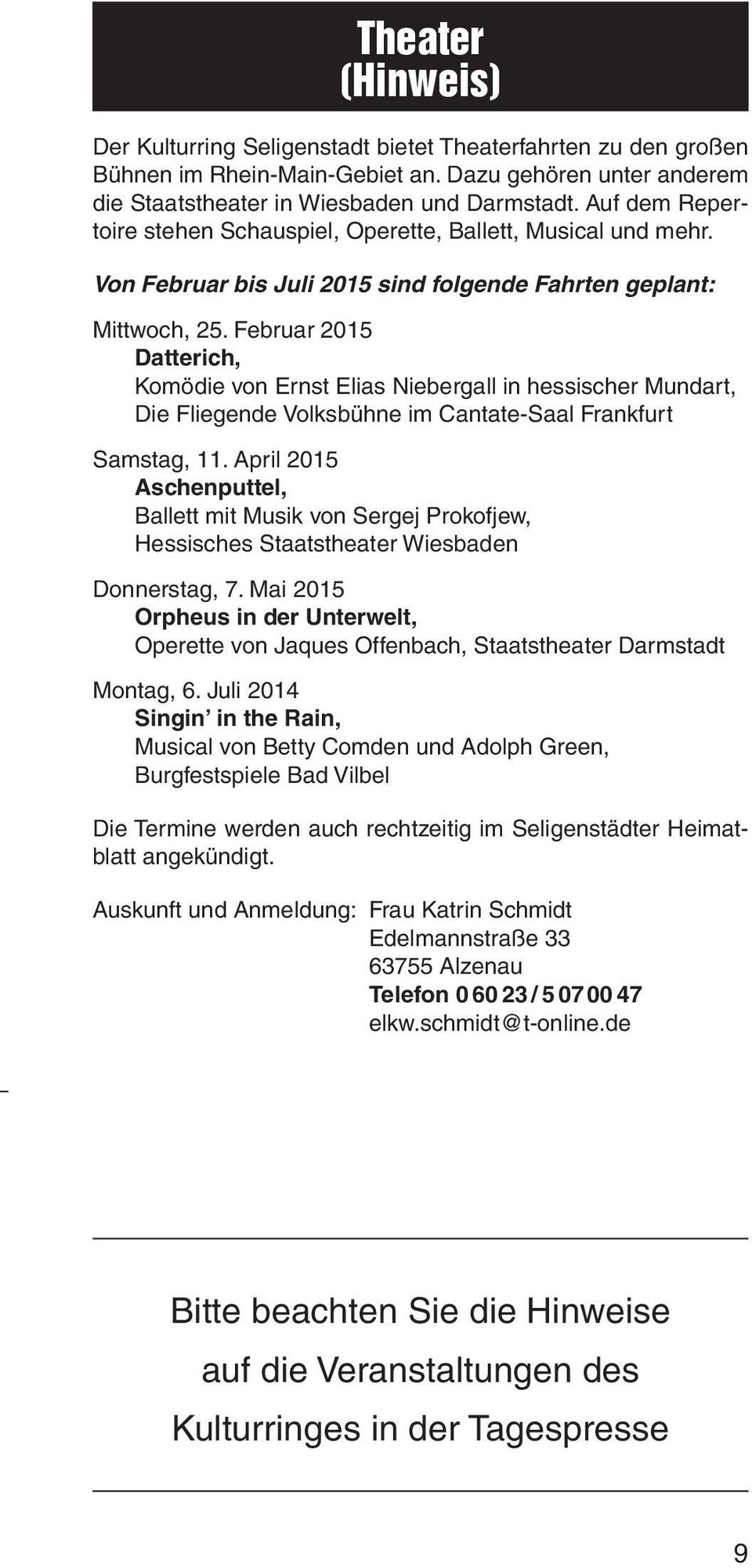 Februar 2015 Datterich, Komödie von Ernst Elias Niebergall in hessischer Mundart, Die Fliegende Volksbühne im Cantate-Saal Frankfurt Samstag, 11.