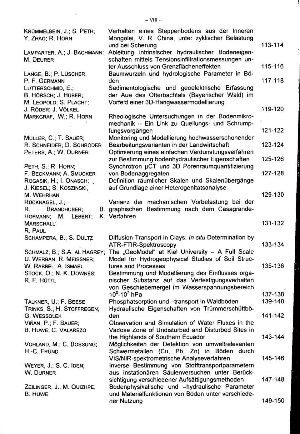 WEHRHAN RüCKNAGEL, J.; R. BRANDHUBER; HOFMANN; M. LEBERT; MARSCHALL; R. PAUL SCHAMPERA, B.; S. OULTZ SCHMALZ, B.; S.A. AL HAGREY; U. WERBAN; R. MEISSNER; W. RABBEL; A. ISMAEL STOCK,.; N. K. OOWNES; R.